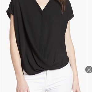 Trouvé Drape Front V-neck Short Sleeve Top Blouse